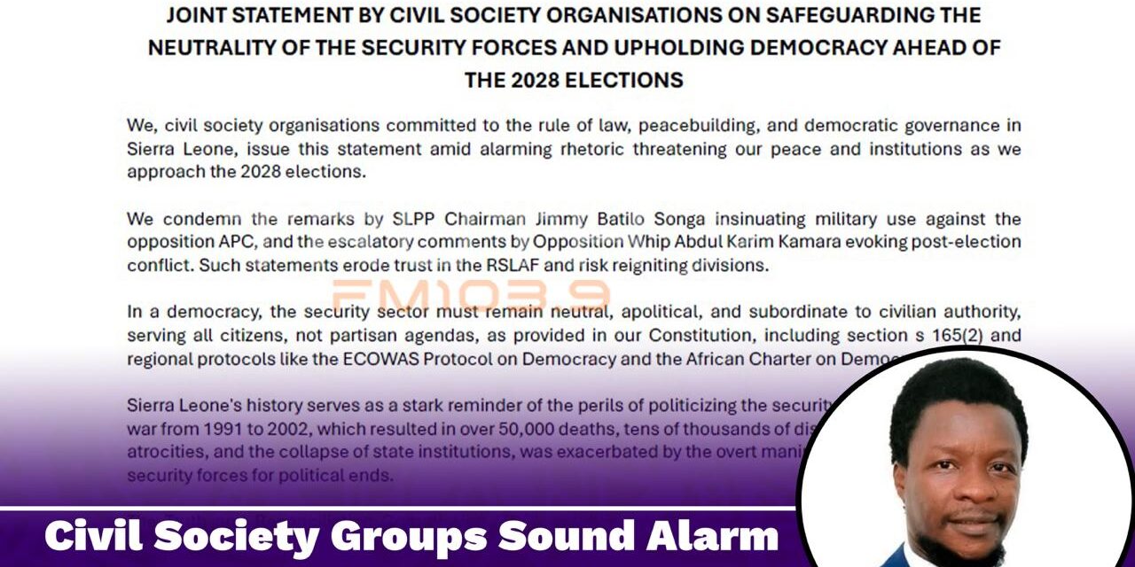 Civil Society Groups Sound Alarm Over Politicization of Security Forces Ahead of 2028 Elections
