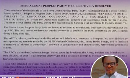 SLPP Denounces APC Allegations, Reaffirms Commitment to Democratic Governance