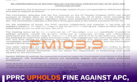 PPRC Upholds Fine Against APC, Cites Political Parties Act
