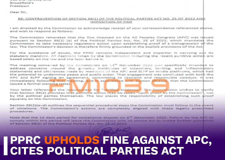 PPRC Upholds Fine Against APC, Cites Political Parties Act