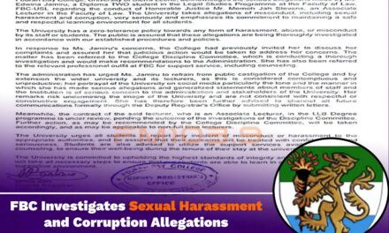 FBC Investigates Sexual Harassment and Corruption Allegations Against Law Lecturer