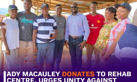 Ady Macauley Donates to Rehab Centre, Urges Unity Against Kush