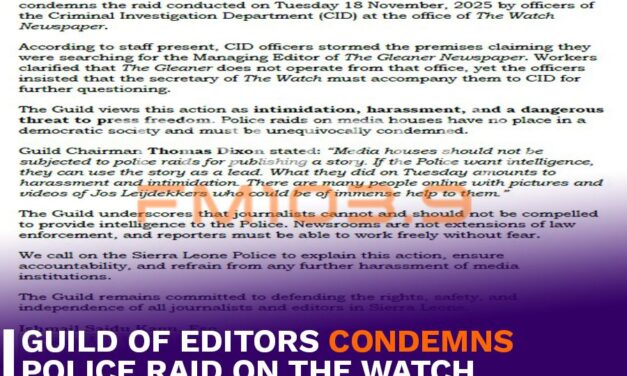 Guild of Editors Condemns Police Raid on The Watch Newspaper