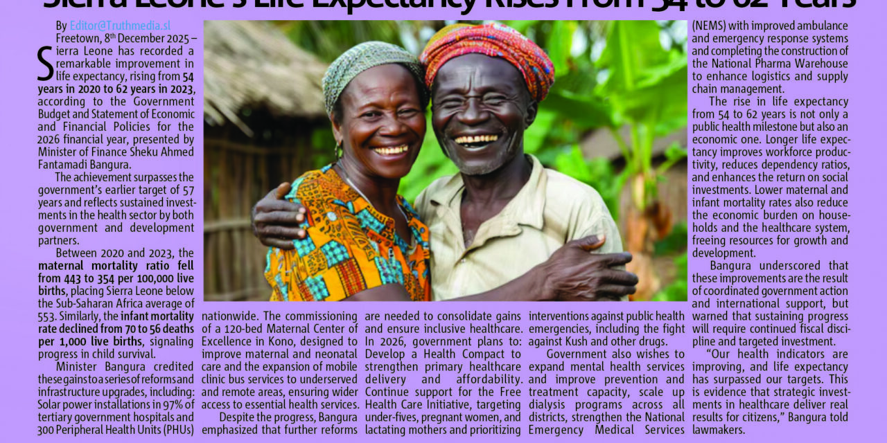 Sierra Leone’s Life Expectancy Rises From 54 to 62 Years