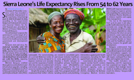 Sierra Leone’s Life Expectancy Rises From 54 to 62 Years