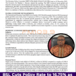 BSL Cuts Policy Rate to 16.75% as Inflation Falls to 11-Year Low