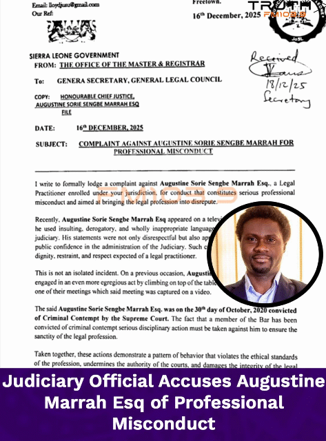 Judiciary Official Accuses Augustine Marrah Esq of Professional Misconduct
