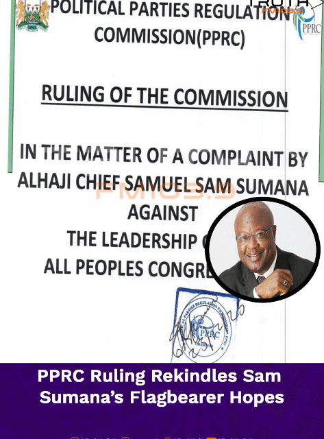 PPRC Ruling Rekindles Sam‑Sumana’s Flagbearer Hopes
