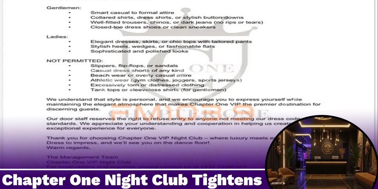 Chapter One Night Club Tightens Dress Code Rules