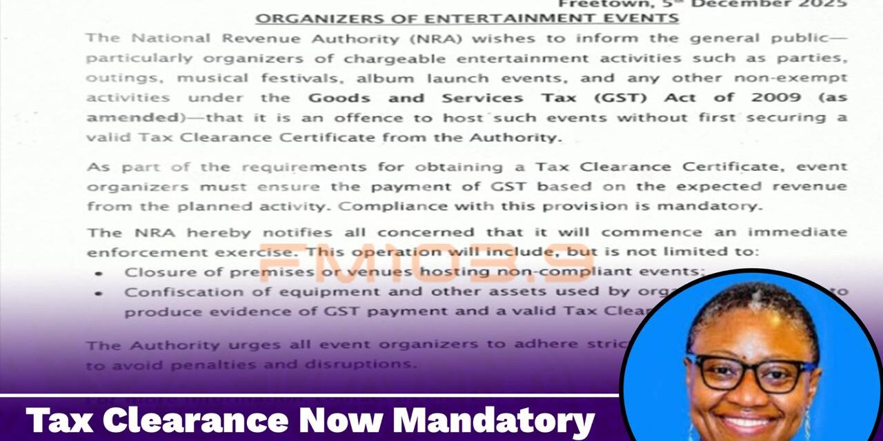 Tax Clearance Now Mandatory for Parties and Festivals, NRA Warns