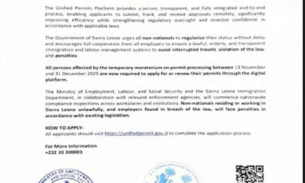 Sierra Leone Launches Unified Digital Platform for Resident and Work Permits