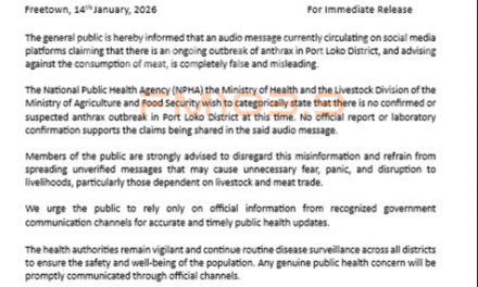 Government Dismisses False Claims of Anthrax Outbreak in Port Loko