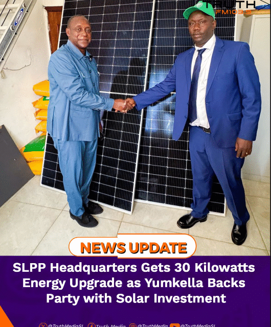 Yumkella Donates 30-Kilowatt Solar System to Power SLPP Headquarters