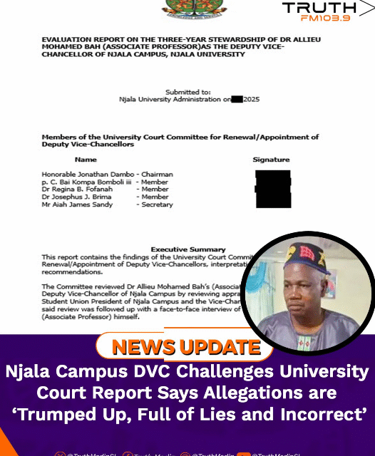 Njala Campus DVC Challenges University Court Report Says Allegations are ‘Trumped Up and Full of Lies’