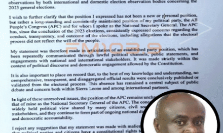 APC Secretary General Stands by Remarks, Calls Them Good-Faith Political Opinion