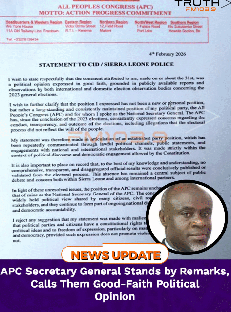 APC Secretary General Stands by Remarks, Calls Them Good-Faith Political Opinion