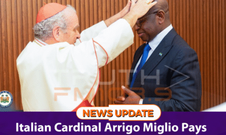 Italian Cardinal Arrigo Miglio Pays Courtesy Visit to President Bio During Pastoral Tour