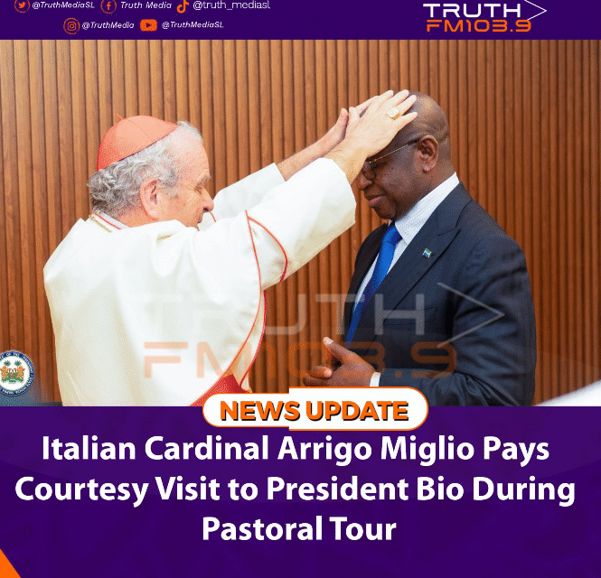 Italian Cardinal Arrigo Miglio Pays Courtesy Visit to President Bio During Pastoral Tour
