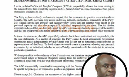 APC Challenges Liability Over Zainab Sheriff Remarks, But PPRC Says Their Correspondence Came After the Stipulated Deadline