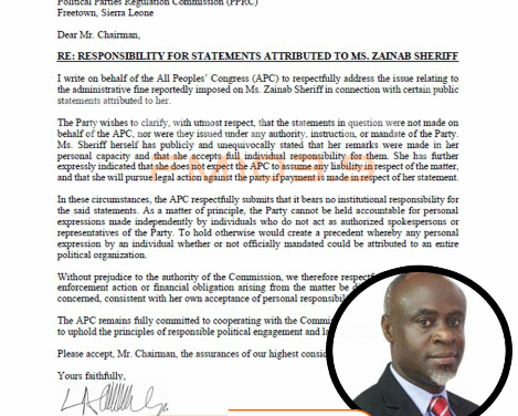 APC Challenges Liability Over Zainab Sheriff Remarks, But PPRC Says Their Correspondence Came After the Stipulated Deadline