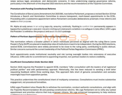 ILRAJ Urges Withdrawal of Electoral Commissioner Nomination Amid Reform Debate