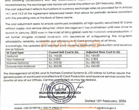 NCRA Announces Increase in Biometric ID Card Costs
