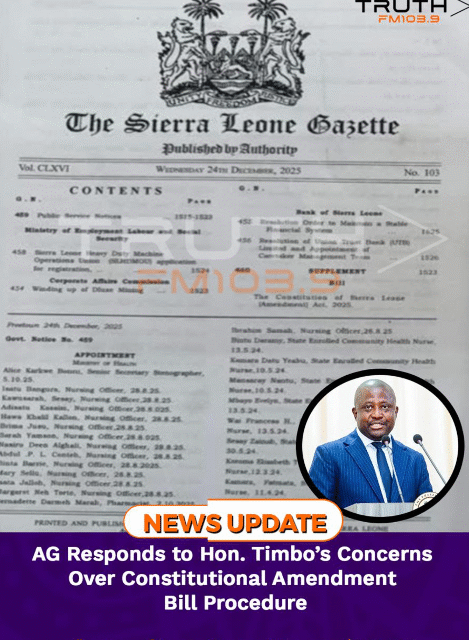 AG Responds to Hon. Timbo’s Concerns Over Constitutional Amendment Bill Procedure