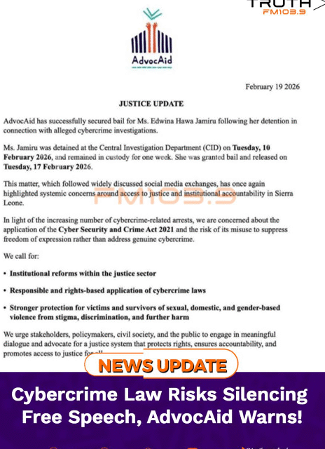 Cybercrime Law Risks Silencing Free Speech, AdvocAid Warns