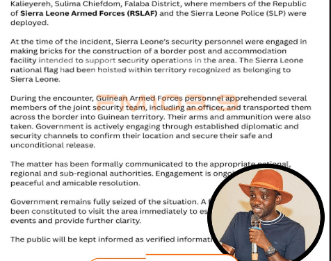 Government Confirms Detention of Security Personnel in Falaba, Dispatches Fact‑Finding Mission to Border Town