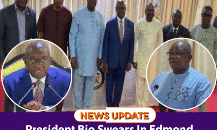 President Bio Swears In Edmond Sylvester Alpha as Chief Electoral Commissioner