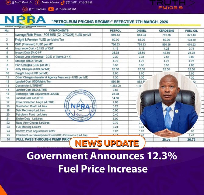 Government Announces 12.3% Fuel Price Increase