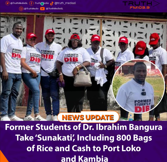 Former Students of Dr. Ibrahim Bangura Take ‘Sunakati’, Including 800 Bags of Rice and Cash to Port Loko and Kambia