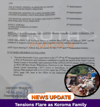 Tensions Flare as Koroma Family Evicted from Government Quarters