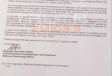 ECSL Chairman Invites APC Leadership to Dialogue
