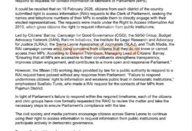 Civil Society Calls Out Parliament Over Right to Information Breach