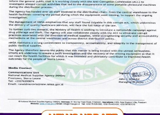 NMSA, Anti‑Corruption Commission Probe Missing Ultrasound Machines