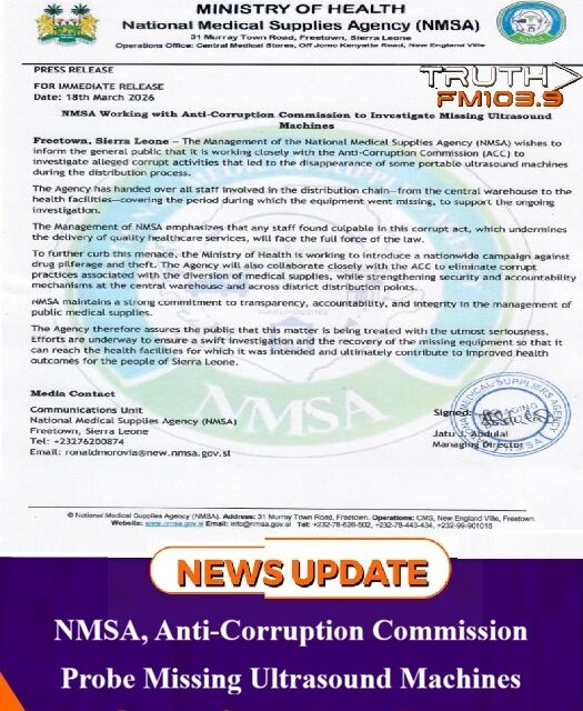 NMSA, Anti‑Corruption Commission Probe Missing Ultrasound Machines