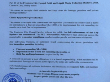 FCC Launches Enforcement Drive to Tackle Poor Sanitation Across Freetown