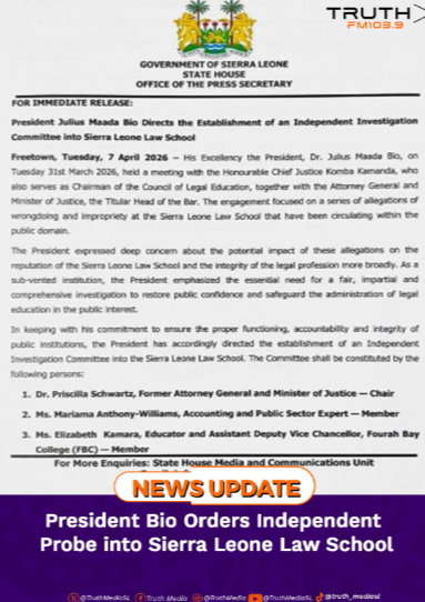 President Bio Orders Independent Probe into Sierra Leone Law School
