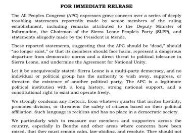APC Condemns Hostile Rhetoric, Urges Calm Among Supporters