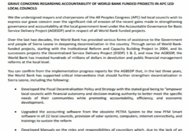 APC Mayors and Chairpersons Raise Concern Over Accountability of World Bank-Funded Projects