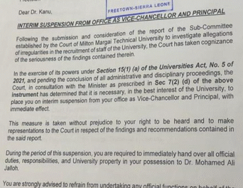 MMTU Vice-Chancellor Suspended Over Recruitment Irregularities