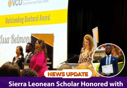 Sierra Leonean Scholar Honored with Prestigious Doctoral Award at Virginia Commonwealth University