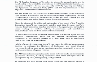 APC Welcomes International Mission, Reaffirms Push for Electoral Reform