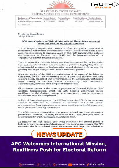 APC Welcomes International Mission, Reaffirms Push for Electoral Reform