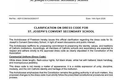 Archdiocese Reaffirms Dress Code at St. Joseph’s Convent Secondary School