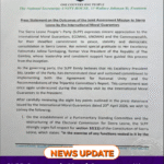 SLPP Commends Moral Guarantors, Warns Against Undermining Electoral Independence