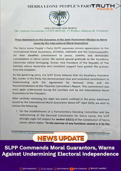 SLPP Commends Moral Guarantors, Warns Against Undermining Electoral Independence