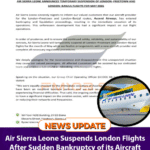 Air Sierra Leone Suspends London Flights After Sudden Bankruptcy of its Aircraft Provider