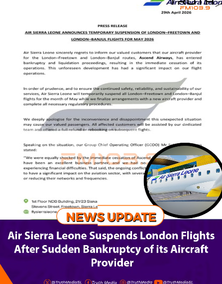 Air Sierra Leone Suspends London Flights After Sudden Bankruptcy of its Aircraft Provider